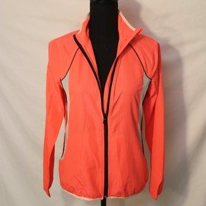 TEK GEAR NEON ORANGE & BLACK WINDBREAKER JACKET XS LONG SLEEVE FULL ZIP POCKETS